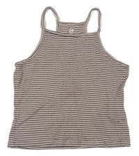 Hnedo-čierny pruhovaný rebrovaný crop top H&M