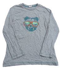 Sivé melírované pyžamové tričko s medvěďom S. Oliver