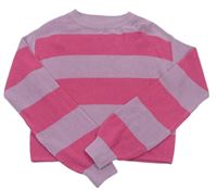 Růžovo-lila pruhovaný ľahký crop sveter H&M