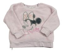 Svetloružová chlpatá mikina s Minnie Disney