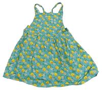 Modro-žlté vzorované plátenné na traké šaty s citrony Jojo Maman Bébé