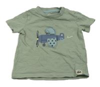 Khaki tričko s lietadlom  zn. F&F