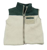 Bielo-zelená prepínaci huňatá vesta