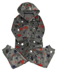 Šedá chlupatá kombinéza s hvězdičkami a kapucí M&S