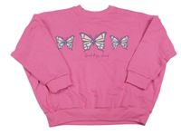 Růžová oversize mikina s motýlky Nutmeg