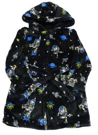 Čierny plyšový župan s Buzzem a kapucňou Disney