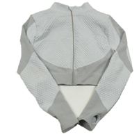 Svetlosivá vzorovaná športová crop mikina shein