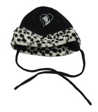 Černá fleecová čepice s dalmatinem 