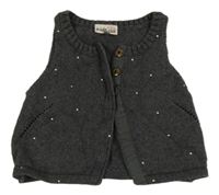 Tmavosivá pletená prepínaci vesta