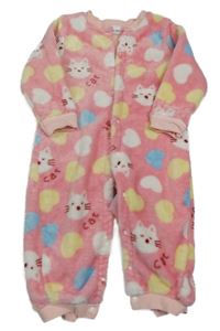 Růžový chlupatý overal s kočkami shein