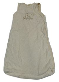 Světlebéžový sametový podšitý spací pytel s medvědem 