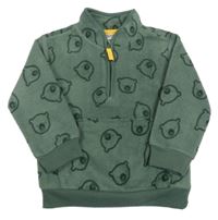 Khaki fleecová mikina s medveďmi Ergee