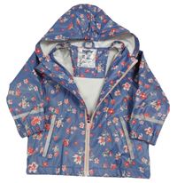 Modro-červená kvetovaná nepromokavá bunda s kapucňou Lupilu