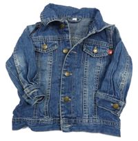 Tmavomodrá riflová bunda s kapsami 