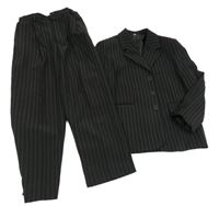 2 set - černé pruhované společenské sako + kalhoty 
