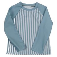 Bielo-svetlomodré pruhované UV tričko shein