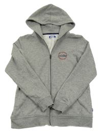 Sivá melírovaná prepínaci mikina s logom a kapucňou Jack & Jones