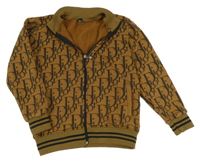 Hnědo-černá vzorovaná propínací mikina - Dior