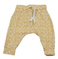 Bielo-okrové vzorované ľahké tepláky hema