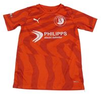 Červený vzorovaný fotbalový funkční dres s nápisem Puma