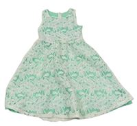 Zeleno-biele čipkové šaty