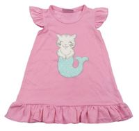 Ružová nočná košeľa s kočkou - mořskou pannou Kiki&Koko