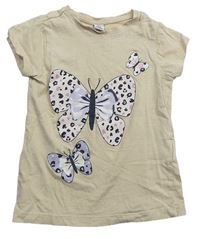 Béžové tričko s motýly Dopodopo