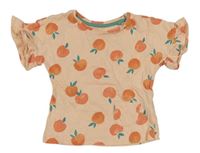 Marhuľové tričko s pomeranči a vreckom Tu