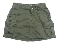 Khaki plátenná sukňa s vreckami