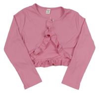 Ružové rebrované bolerko s volánikmi Shein