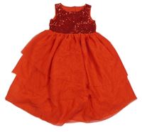 Červené tylové šaty s flitry H&M