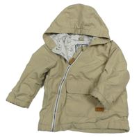 Béžová šusťáková lehce zateplená bunda s kapucí Topomini