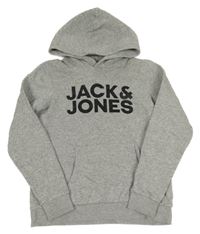 Sivá mikina s logom a kapucňou Jack & Jones
