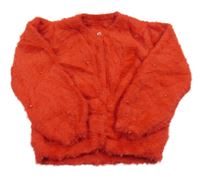 Červený chlpatý prepínaci sveter s perlami Dunnes