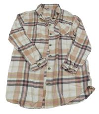 Smetanovo-béžovo-ružová kockovaná šatová blúzka Primark