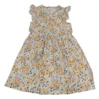 Bílo-meruňkovo-lila kvetované šaty Lupilu