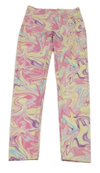 Žluto-růžovo-barevné vzorované sportovní legíny George