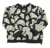 Antracitovo-béžová mikina s duchy H&M