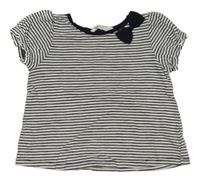 Bielo-čierne pruhované tričko s 3D mašlou H&M