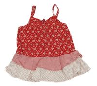 Červeno-biely kvetovaný kockovaný bodkovaná ý top Topolino