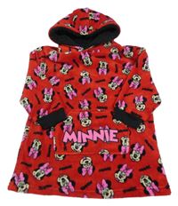 Červeno-čierna plyšová oversize mikina so Minnie a kapucňou Primark