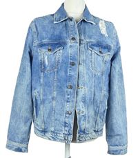 Pánska svetlomodrá rifľová bunda s vyšúchaním H&M