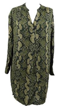 Dámske kaki-béžové vzorované šaty H&M