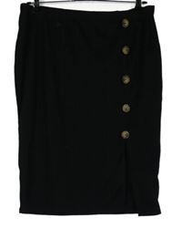 Dámská černá žebrovaná sukně s knoflíčky PrettyLittle Thing