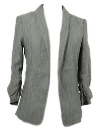 Dámský šedo-černý melírovaný sakový cardigán s nařasenými rukávy H&M