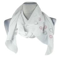 Dámska biela šifónová šál s kvietkami