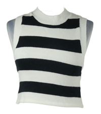 Dámska smetanovo-čierna pruhovaná svetrová crop vesta