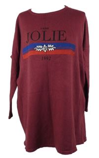 Dámský vínový svetr s nápisem 