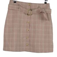 Dámska ružová kockovaná sukňa s opaskom Unique21