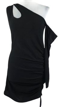 Nové - Dámske čierne asymetrické šaty s prestrihom Missyempire